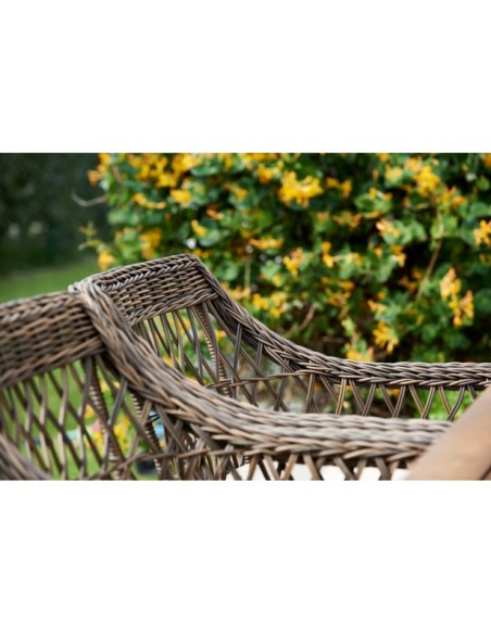 Sillón Exterior BEATRICE, Ratán sintético / Olefina / Marrón / Beige - Brafab