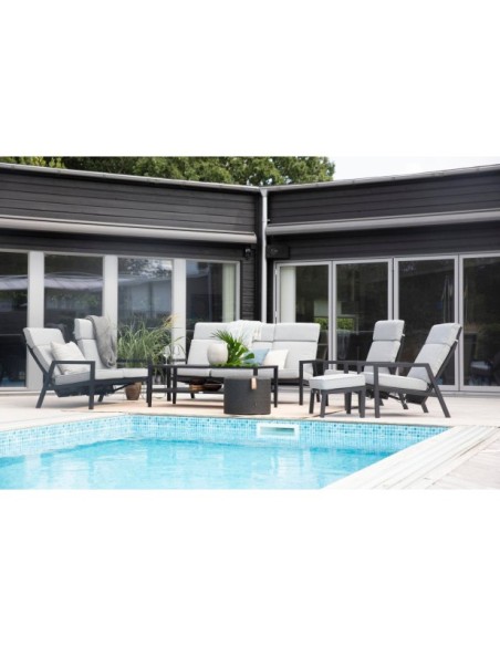 Reposapiés Exterior BELFORT, Aluminio / Olefina / Negro / Gris Perla - Brafab