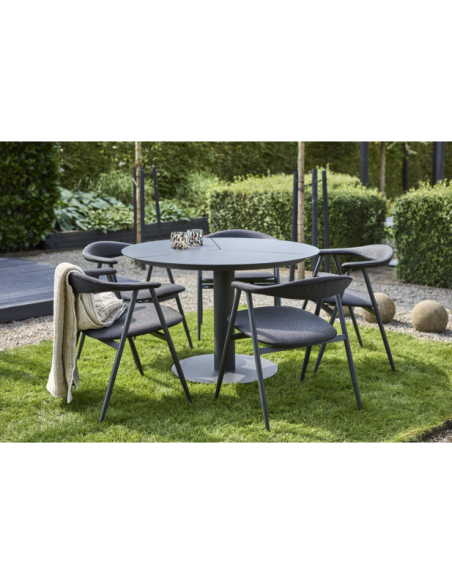 Silla con Brazos Exterior BOI, Aluminio / Olefina / Gris Antracita / Negro - Brafab