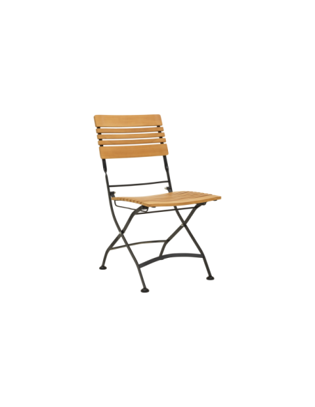 Silla de Comedor Exterior BREWER, Acero Negro / Madera de Teca - Brafab