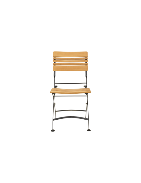 Silla de Comedor Exterior BREWER, Acero Negro / Madera de Teca - Brafab