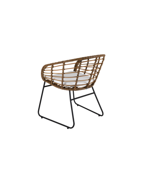 Silla de Comedor Exterior COVELO, Ratán sintético / Olefina / Natural / Negro - Brafab