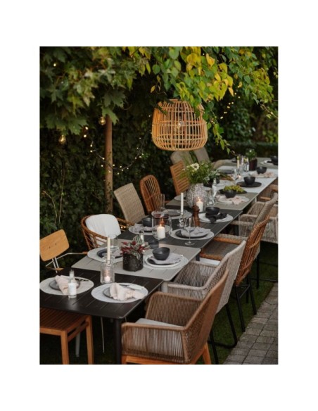 Silla de Comedor Exterior COVELO, Ratán sintético / Olefina / Natural / Negro - Brafab