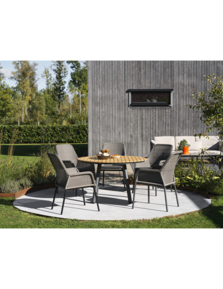 Silla de Comedor Exterior DIMMA, Ratán sintético / Olefina / Gris Antracita / Gris - Brafab