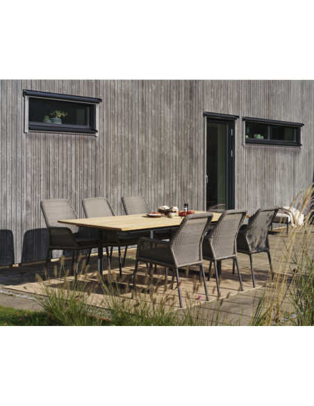 Silla de Comedor Exterior DIMMA, Ratán sintético / Olefina / Gris Antracita / Gris - Brafab