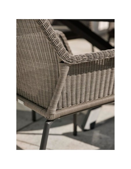 Silla de Comedor Exterior DIMMA, Ratán sintético / Olefina / Gris Antracita / Gris - Brafab