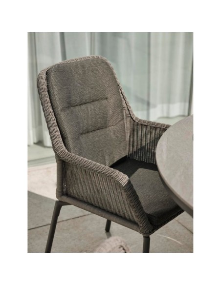 Silla de Comedor Exterior DIMMA, Ratán sintético / Olefina / Gris Antracita / Gris - Brafab