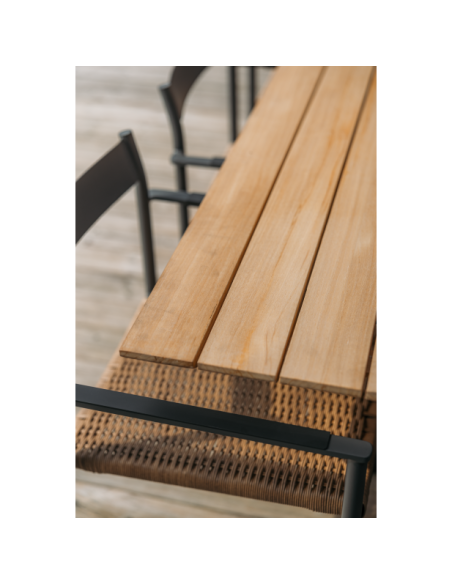 Silla de Comedor Exterior DK, Aluminio / Ratán sintético / Gris Antracita / Natural - Brafab