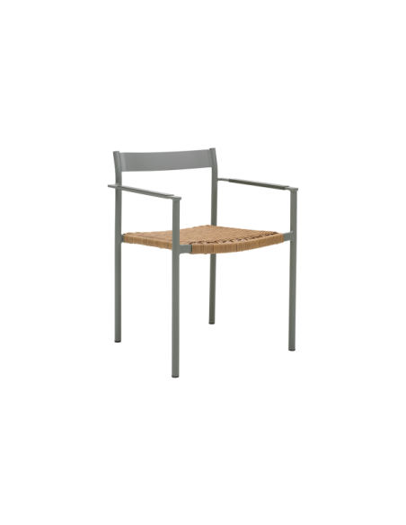 Silla de Comedor Exterior DK, Aluminio / Ratán sintético / Verde / Natural - Brafab