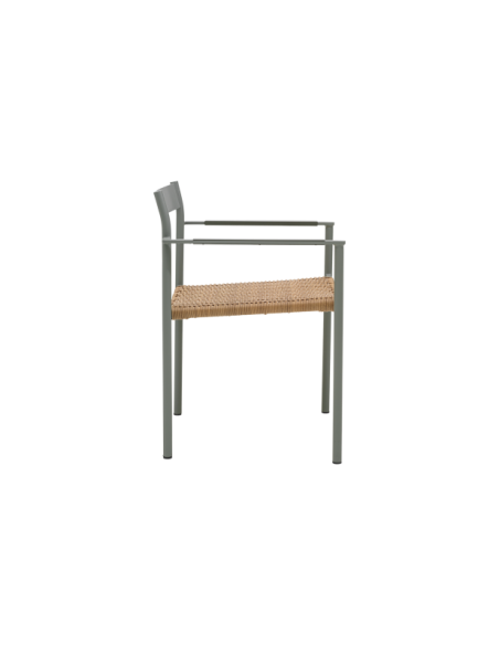 Silla de Comedor Exterior DK, Aluminio / Ratán sintético / Verde / Natural - Brafab