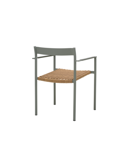 Silla de Comedor Exterior DK, Aluminio / Ratán sintético / Verde / Natural - Brafab