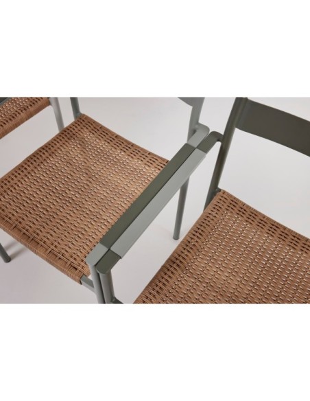 Silla de Comedor Exterior DK, Aluminio / Ratán sintético / Verde / Natural - Brafab