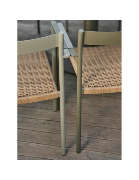 Silla de Comedor Exterior DK, Aluminio / Ratán sintético / Verde / Natural - Brafab