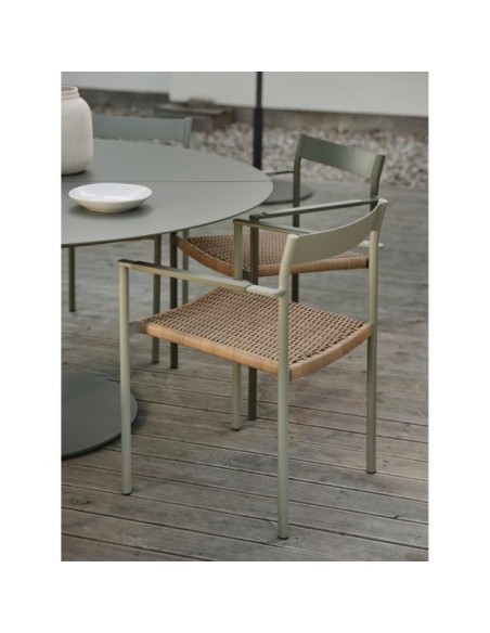Silla de Comedor Exterior DK, Aluminio / Ratán sintético / Verde / Natural - Brafab