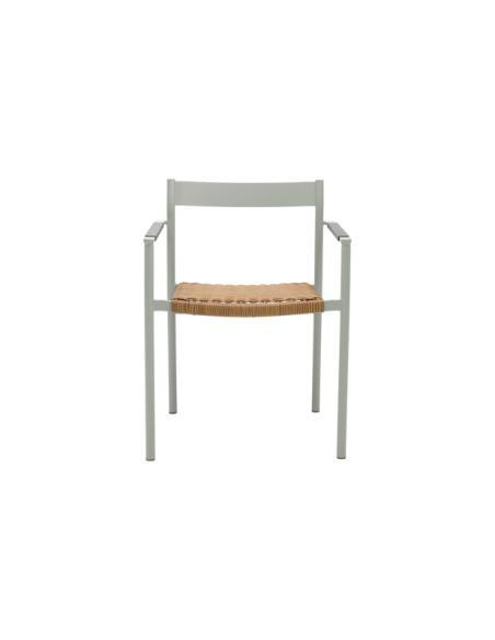Silla de Comedor Exterior DK, Aluminio / Ratán sintético / Gris Claro / Natural - Brafab