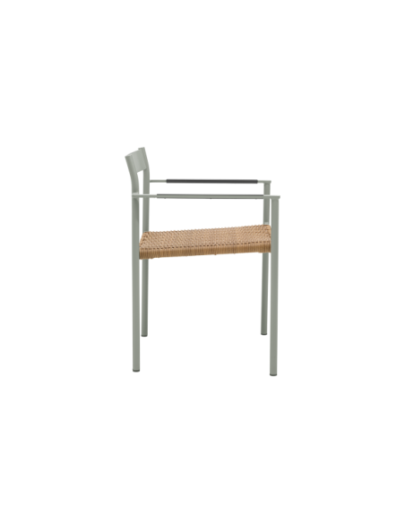 Silla de Comedor Exterior DK, Aluminio / Ratán sintético / Gris Claro / Natural - Brafab