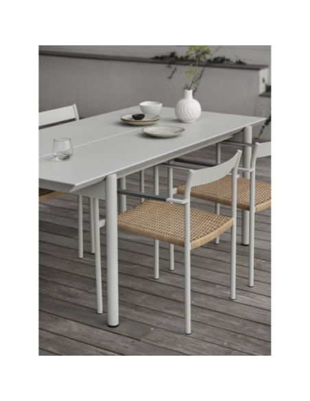 Silla de Comedor Exterior DK, Aluminio / Ratán sintético / Gris Claro / Natural - Brafab