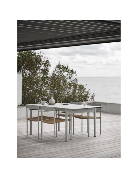 Silla de Comedor Exterior DK, Aluminio / Ratán sintético / Gris Claro / Natural - Brafab