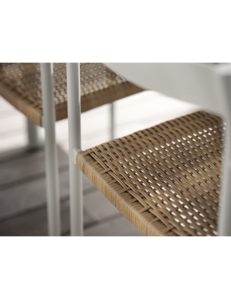 Silla de Comedor Exterior DK, Aluminio / Ratán sintético / Gris Claro / Natural - Brafab