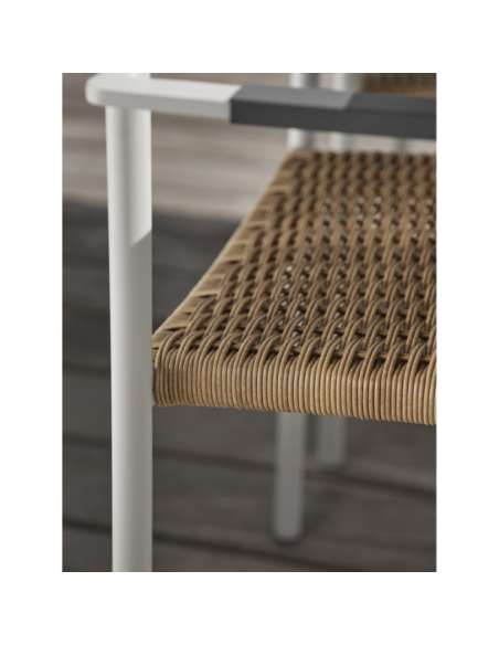 Silla de Comedor Exterior DK, Aluminio / Ratán sintético / Gris Claro / Natural - Brafab
