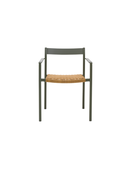 Silla de Comedor Exterior DK, Aluminio / Ratán sintético / Verde / Natural - Brafab