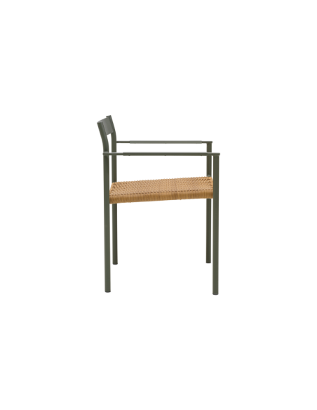 Silla de Comedor Exterior DK, Aluminio / Ratán sintético / Verde / Natural - Brafab
