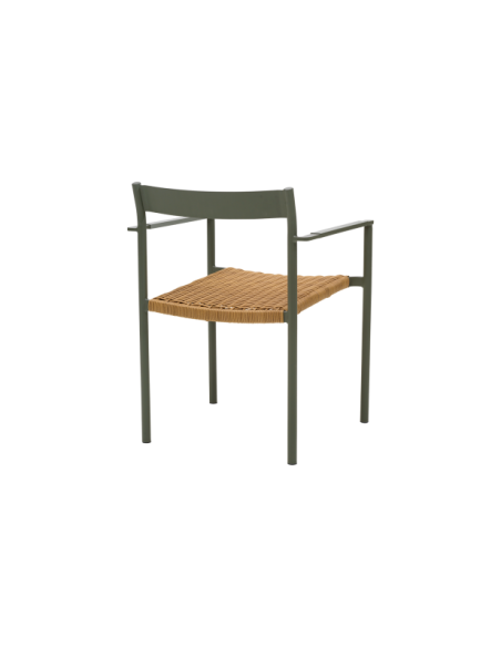 Silla de Comedor Exterior DK, Aluminio / Ratán sintético / Verde / Natural - Brafab