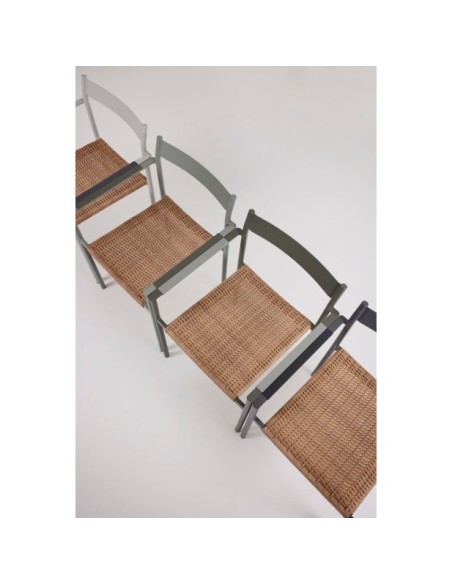 Silla de Comedor Exterior DK, Aluminio / Ratán sintético / Verde / Natural - Brafab