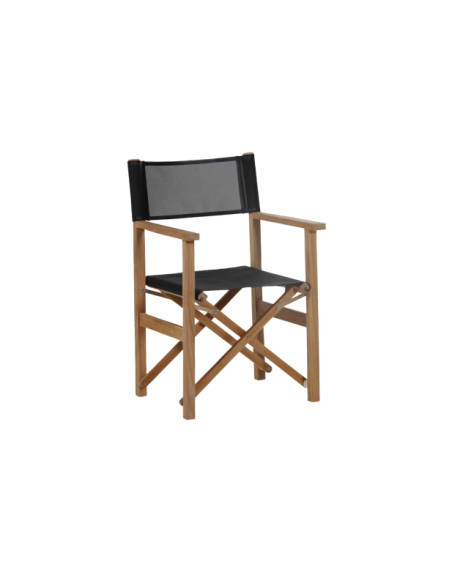 Sillón Exterior DRAMA, Madera de Teca / Textilene / Natural / Negro - Brafab