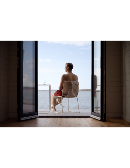 Silla de Comedor Exterior HARU, Acero / Blanco Perla - Brafab