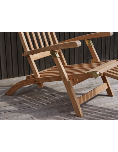 Tumbona Plegable Exterior JACKSON, Madera de Teca Natural - Brafab