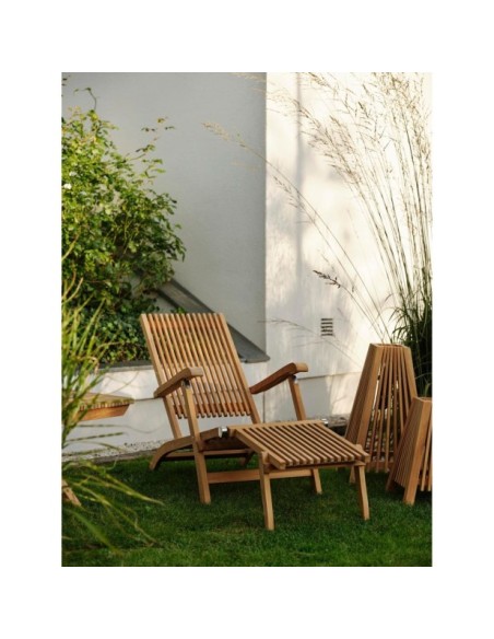 Tumbona Plegable Exterior JULITA, Madera de Teca Natural - Brafab