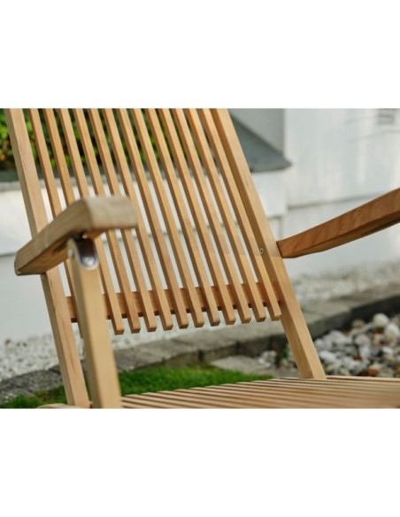 Tumbona Plegable Exterior JULITA, Madera de Teca Natural - Brafab