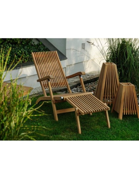 Tumbona Plegable Exterior JULITA, Madera de Teca Natural - Brafab