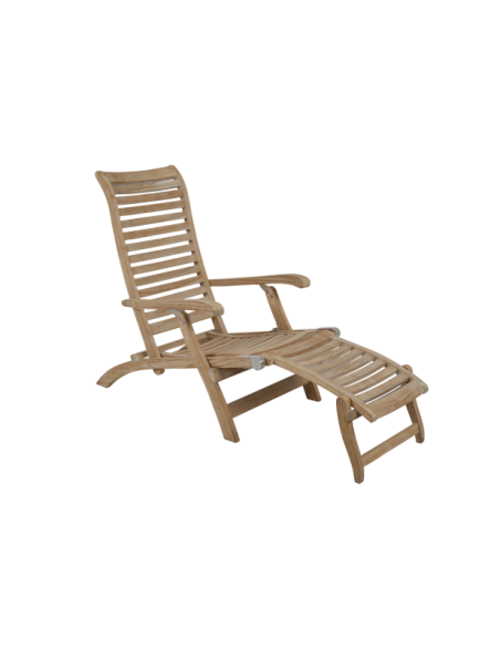 Tumbona Plegable Exterior KARLO, Madera de Teca Natural - Brafab