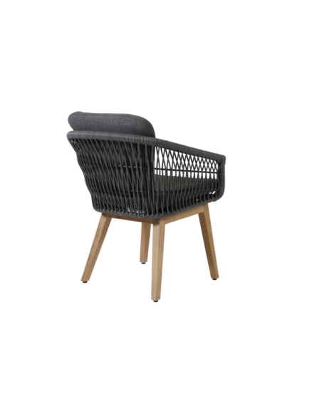 Sillón Exterior KENTON, Ratán sintético / Teca / Olefina / Gris - Brafab