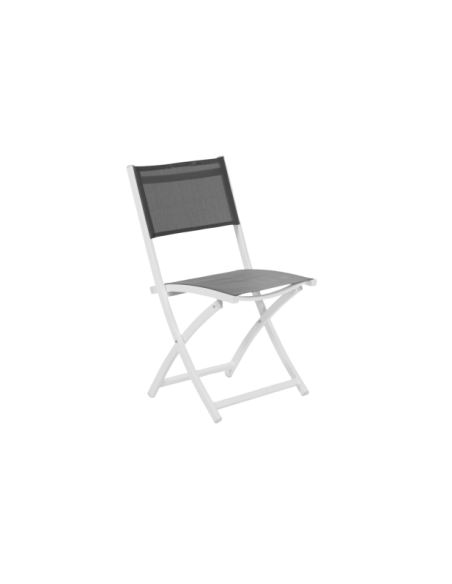 Silla de Comedor Plegable Exterior LEONE, Aluminio / Textilene / Blanco / Gris - Brafab