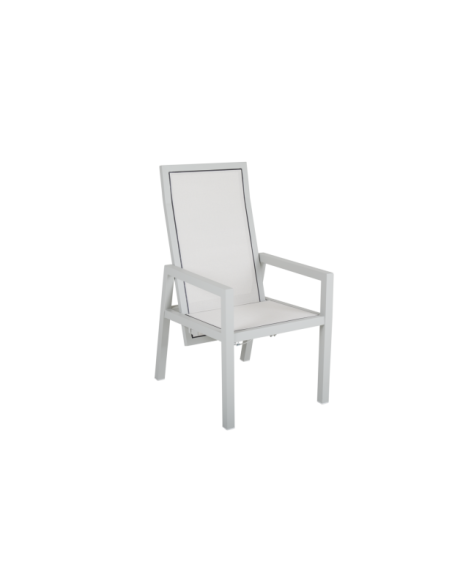 Silla Reclinable Exterior NEWFORT, Aluminio / Textilene / Gris Claro - Brafab