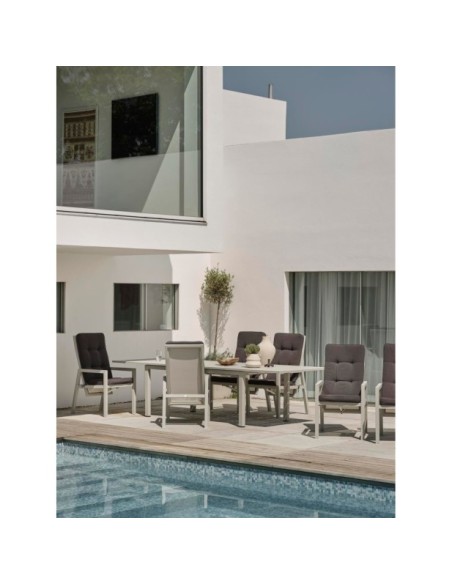 Silla Reclinable Exterior NEWFORT, Aluminio / Textilene / Gris Claro - Brafab