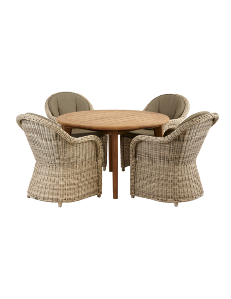 Sillón Exterior PAULINA, Ratán sintético / Olefina / Beige - Brafab