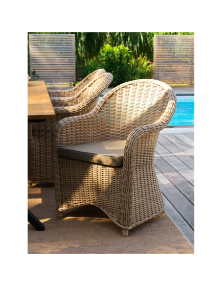 Sillón Exterior PAULINA, Ratán sintético / Olefina / Beige - Brafab