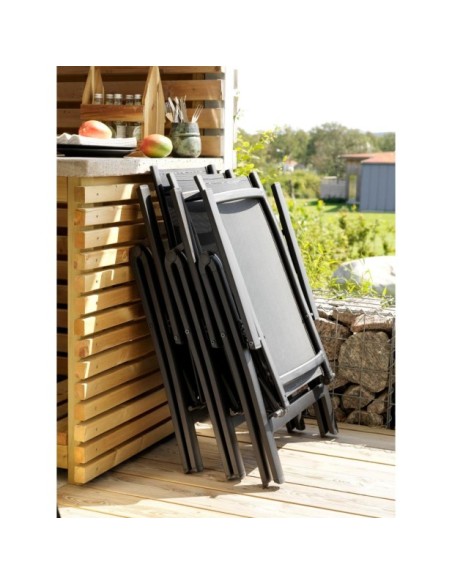 Silla Exterior Plegable RANA, Aluminio / Textilene / Negro - Brafab