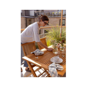 Silla de Comedor Plegable Exterior TURIN, Madera de Teca... 2