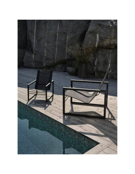 Silla Infantil Exterior VEVI, Aluminio / Textilene / Negro / Gris Antracita - Brafab