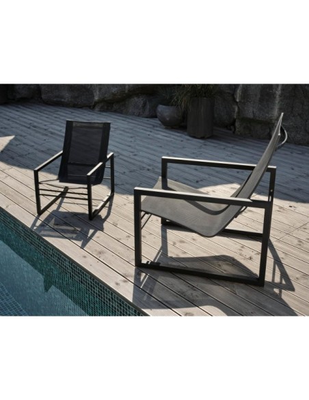 Silla Infantil Exterior VEVI, Aluminio / Textilene / Negro / Gris Antracita - Brafab