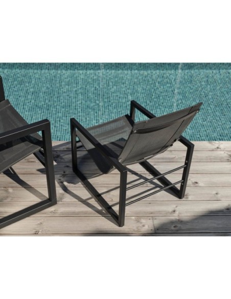 Silla Infantil Exterior VEVI, Aluminio / Textilene / Negro / Gris Antracita - Brafab