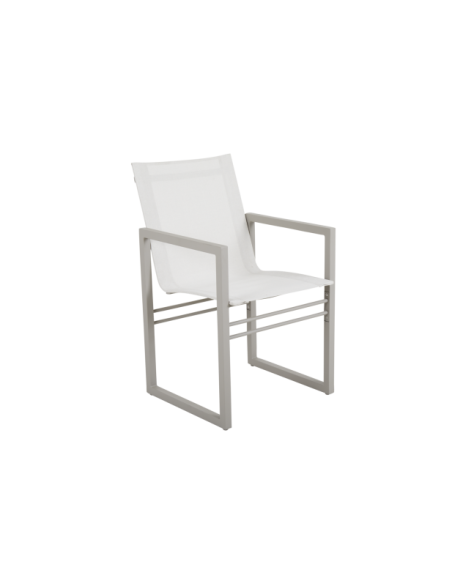 Silla de Comedor Exterior VEVI, Aluminio / Textilene / Beige / Blanco Roto - Brafab