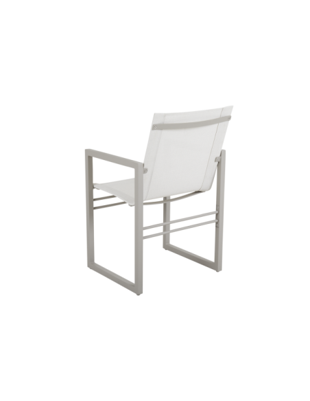 Silla de Comedor Exterior VEVI, Aluminio / Textilene / Beige / Blanco Roto - Brafab