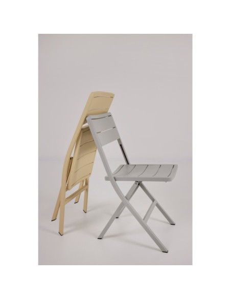 Silla de Comedor Plegable Exterior WILKIE, Aluminio Gris Claro - Brafab