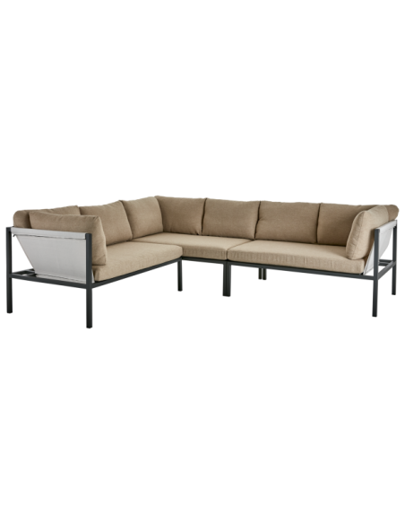 Sofá Esquinero Exterior ALLIE, Aluminio, Textilene / Antracita / Beige - Brafab